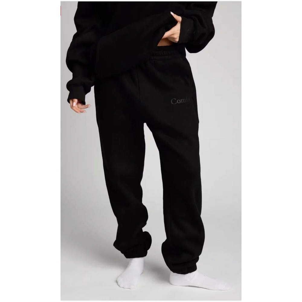 Comfrt Signature Sweatpants Black Fleece Joggers Mens Loungewear Streetwear